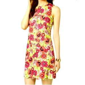 Pappagallo Pretty in Pink retro 60's look mod print shift dress Size 10 Vibrant